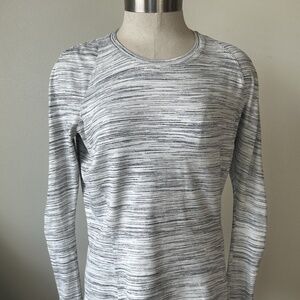Lululemon Women's Runderful Space Dye Camo White Silver Long Sleeve Shirt Sz 10